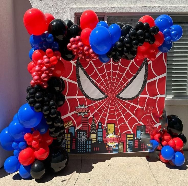 Spider-Man theme party balloon decoration